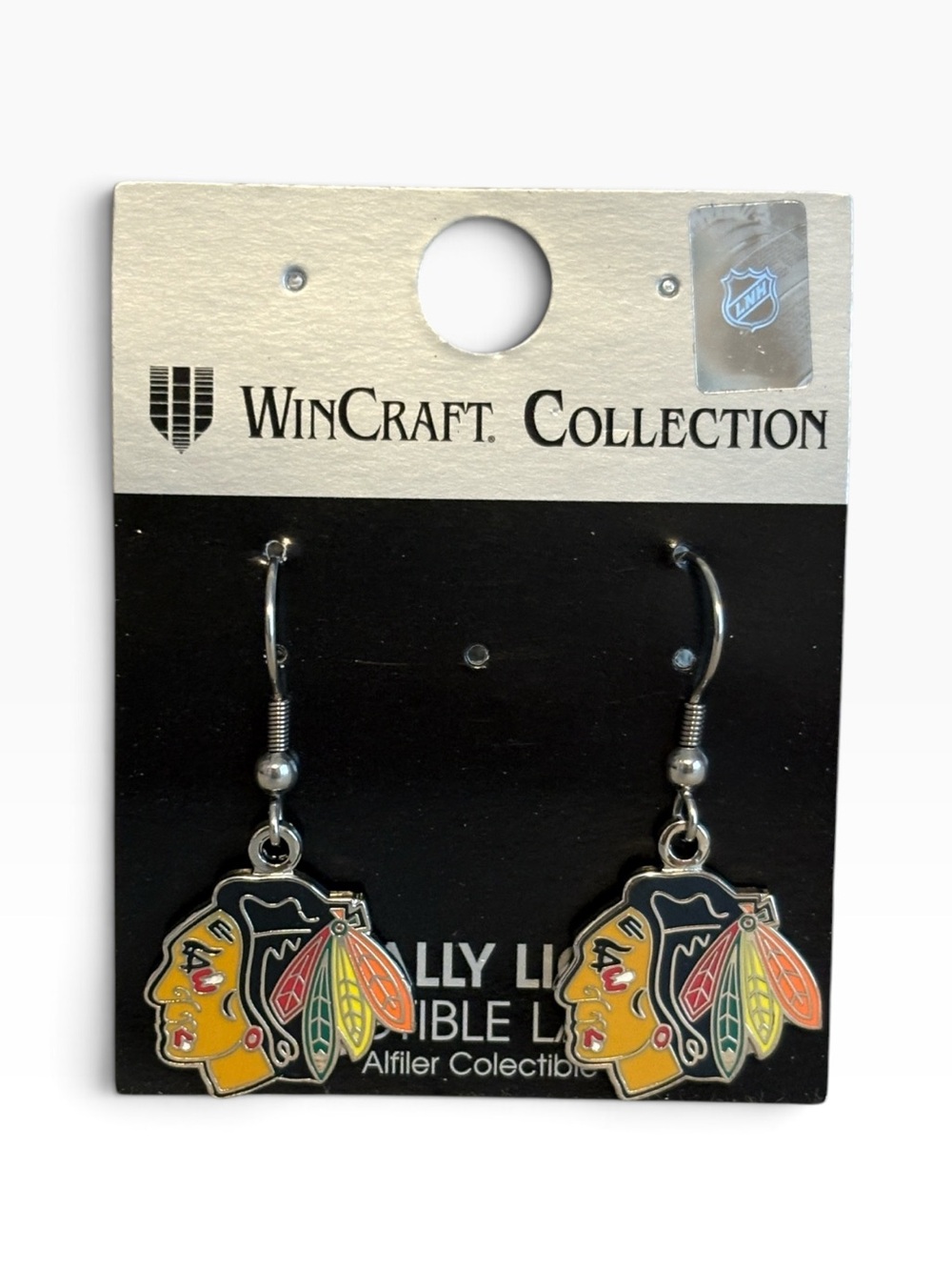 WinCraft Chicago Blackhawks Dangle Earrings NHL Silvertone New